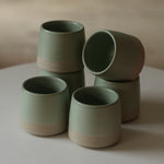 Kaloka x Kafe de Flores 2 Tones Series A handmade ceramic cup in aqua glass, artisanal stoneware Indonesia