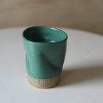 Kaloka x Kafe de Flores 2 Tones Series C handmade ceramic cup in green, artisanal stoneware Indonesia