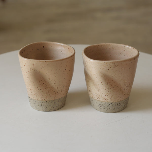 Kaloka x Kafe de Flores 2 Tones Series C handmade ceramic cup in latte, artisanal stoneware Indonesia