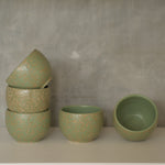 Kaloka x Kafe de Flores Texture Series handmade ceramic bowl in sage green, artisanal stoneware Indonesia