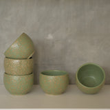 Kaloka x Kafe de Flores Texture Series handmade ceramic bowl in sage green, artisanal stoneware Indonesia