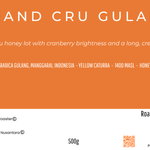 Grand Cru Gulang specialty coffee product label detail, Kafe de Flores Gulang Manggarai Flores Indonesia