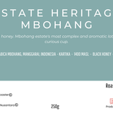 Estate Heritage Mbohang specialty coffee product information card, Kafe de Flores Mbohang Manggarai Flores Indonesia